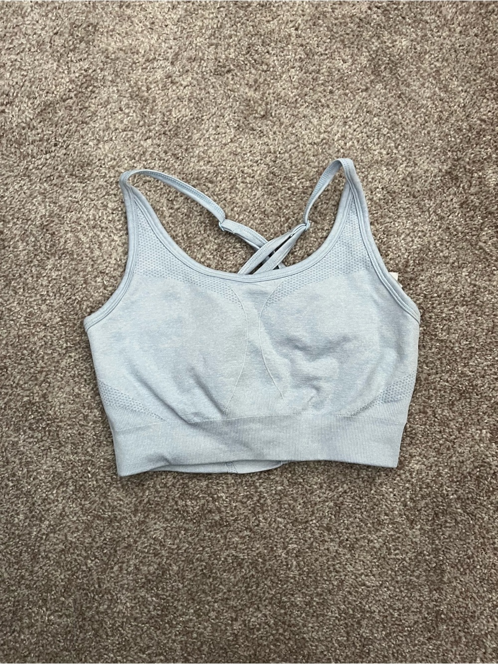 Light Blue Seamless Strappy Sports Bralette